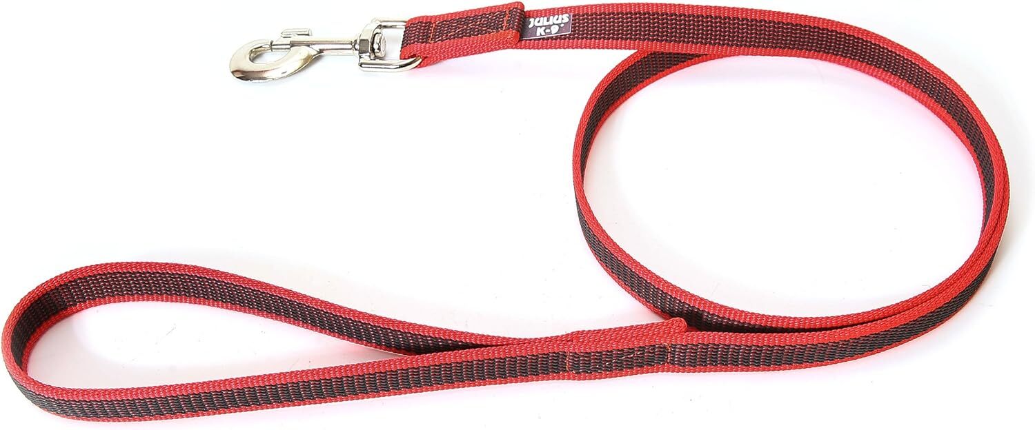 Поводок Julius-K9 216GM-R-S1, серый, Super-Grip с ручкой, 20 мм x 1 м, Красный-