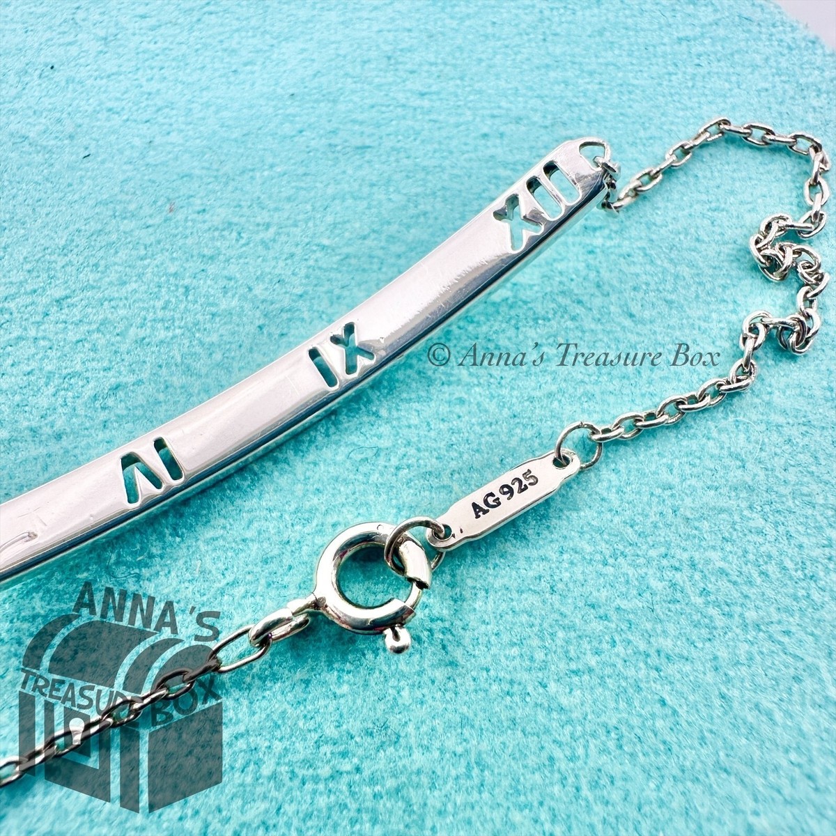 Tiffany & Co. 925 Silver Atlas Numeral Pierced ID Bar 7.5