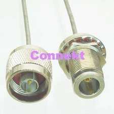 N male to N female nut straight crimp RG405 0.086" cable jumper pigtail 15cm
