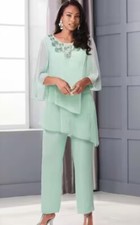 S Ashro Formal Green Spring Wedding Church Easter Shawntae Beaded Pant Suit Set