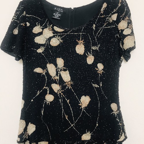 JKARA Beaded Evening Black Dress Size 10 - Foto 3 di 6