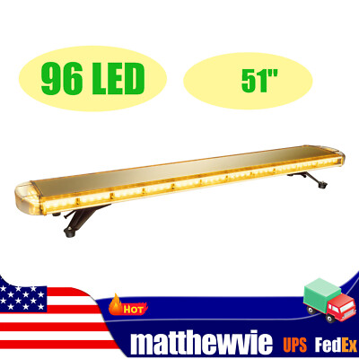 51'' 96-LED Emergency Beacon Strobe Light Bar Warning Truck Tow Wrecker Amber