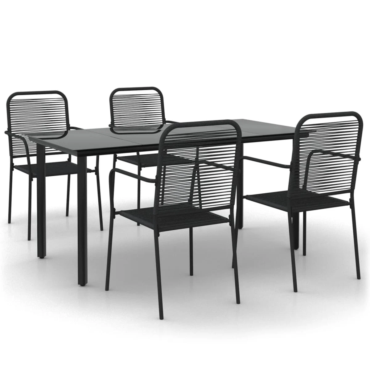 5 Piece Garden Dining Set Black Cotton Rope and Steel A4Y3 eBay