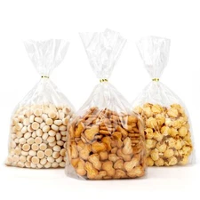 50Pack 6x9 Inch Clear Cellophane Gift Bags w/ Ties for Party Favors Food Storage