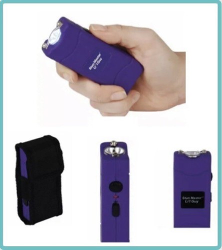 Tactical Stun Gun With LED Flashlight - Rechargeable Self Defense Device With Safety Switch & Holster