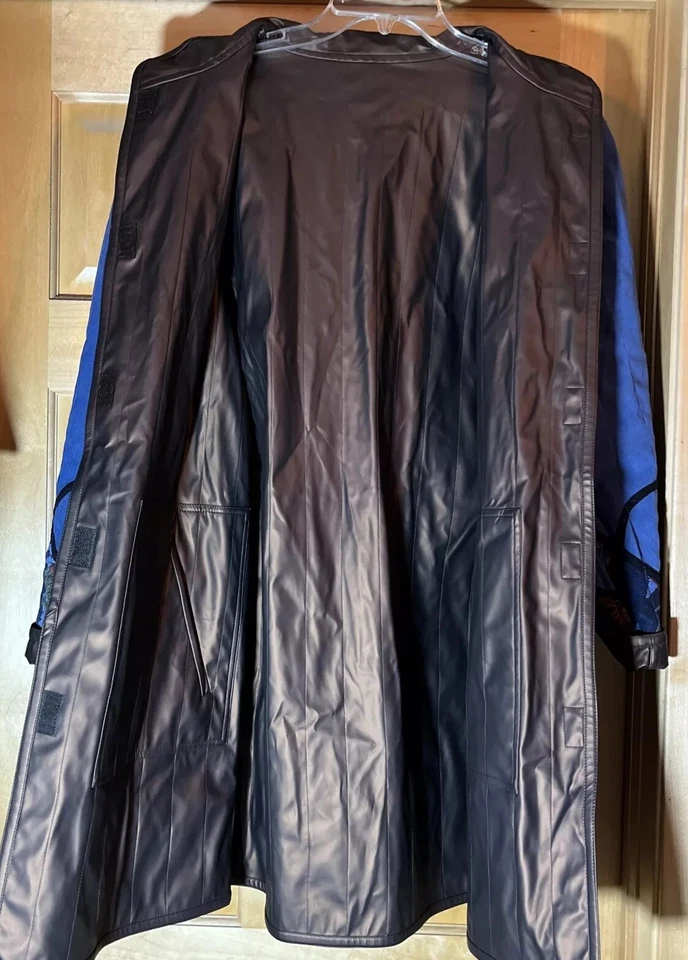 KOOS Of Course Reversible Patchwork Coat Jacket Sz M Blue Faux Leather QVC NWT - Image 4 of 4