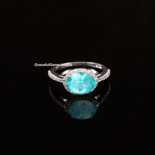 Women's Wedding Rings Paraiba Tourmaline Engagement Ring Oval Cut Anniversary