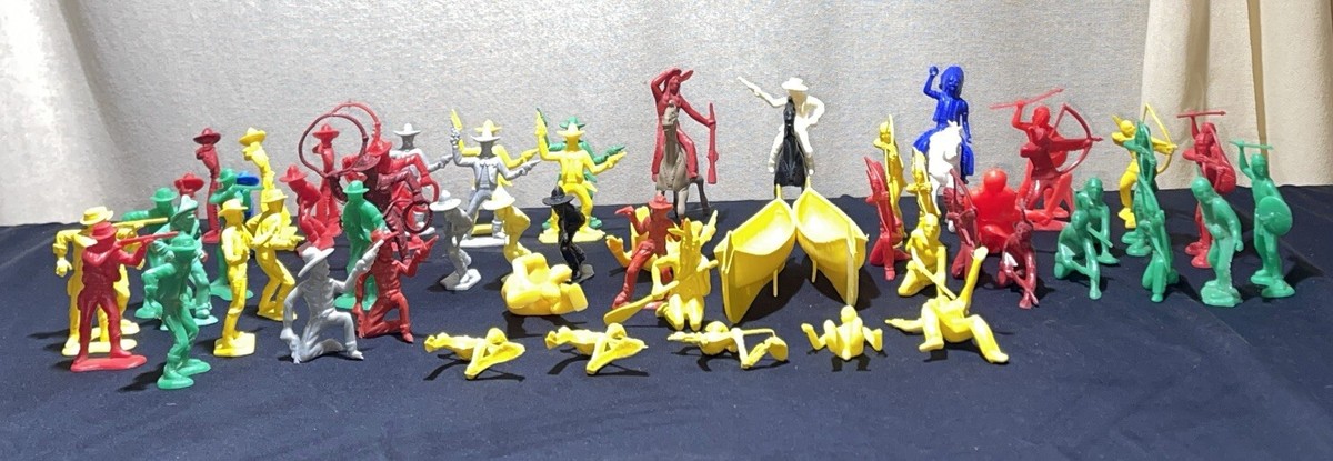 TimMee Cowboys and Indians Vintage Plastic Figures Lot of 64