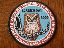 4" WTFW 2000 SCREECH OWL PATCH PENNSYLVANIA GAME COMMISSIION