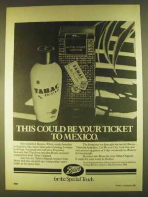 1980 Boots Tabac Original After Shave Lotion Ad