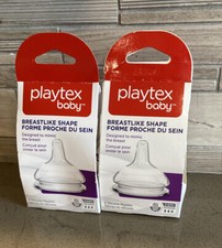 Playtex Baby Breastlike Shape Gas Fast Flow Bottle Nipples 3m-6m 4 Nipples