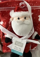 Hudson Baby Santa Christmas Baby Blanket  Plush Red White