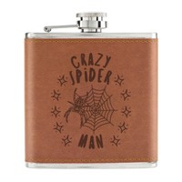 Crazy Spinne Mann Stars 170Ml Pu-Leder Flachmann Hellbraun Dad Boyfriend Tier