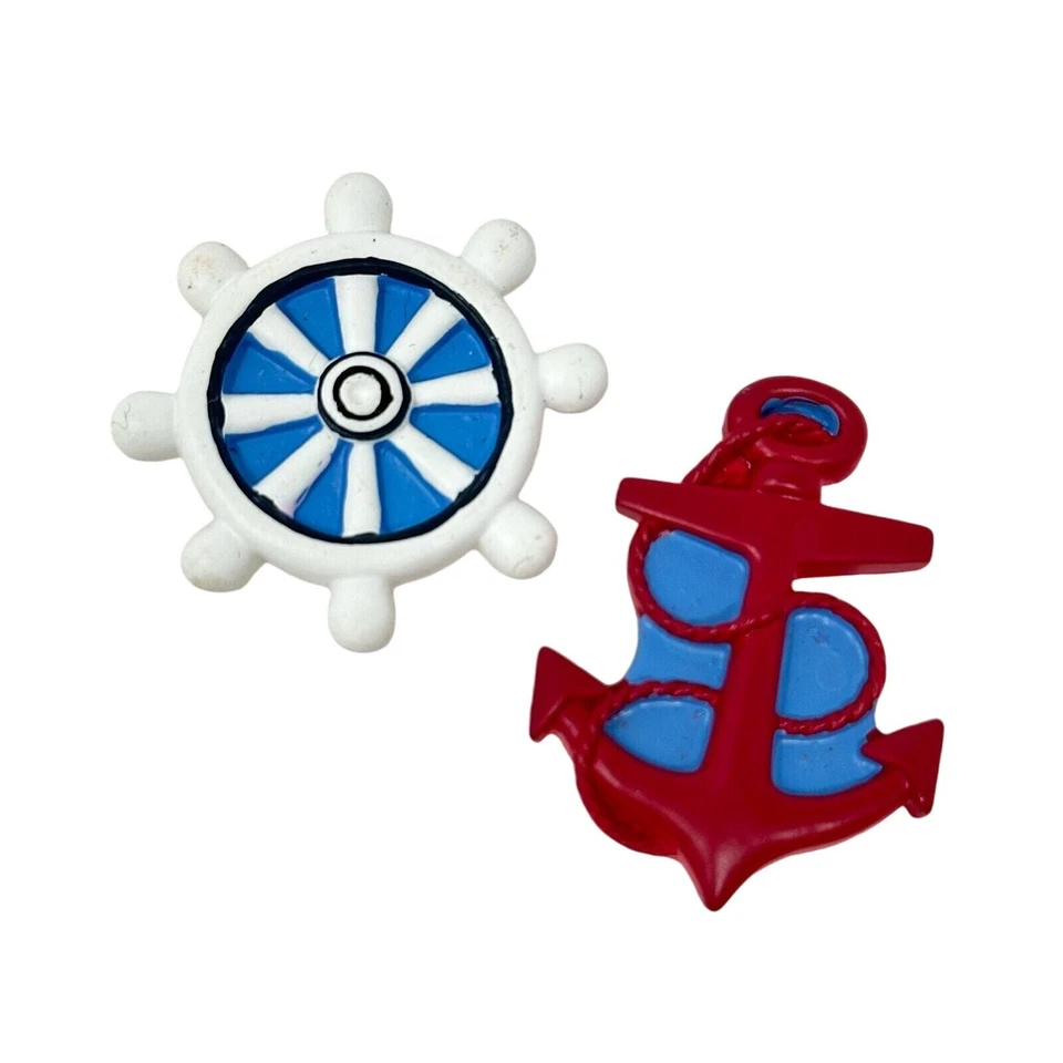 Nautical Theme Button Covers Red White Blue Light House Boat Anchor Crafter Lot - Image 4 of 4