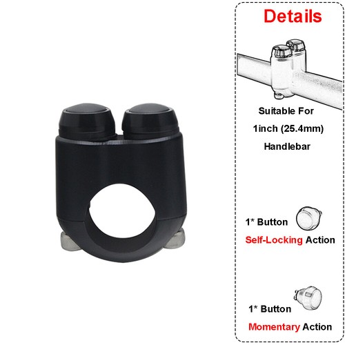 1 Momentary 1 Self-locking Button Switch For 1" & 7/8" 22mm Motorcycle Handlebar - Picture 12 of 18