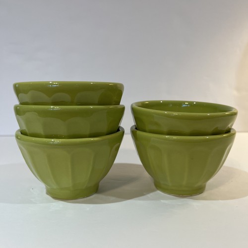 (5) Fruit Bowls Mediterranean Portugal Ceramic Ribbed 4” Dessert Green Dining - Picture 12 of 14