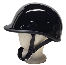 JOCKEY POLO STYLE HELMET GLOSS BLACK   LOW PROFILE BIKER MOTORCYCLE NOVELTY LID