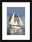 12x16 Picture Frame Black, Display Pictures 8.5x11 with Mat or 12x16 Without Mat