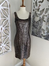 VINTAGE NITELINE DELLA ROUFOGALI size 6 SEQUIN BEAD EMBELLISHED SHEATH DRESS
