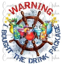 Sublimation Transfer Print Cruise Drink Package Ready to Press Heat Transfer