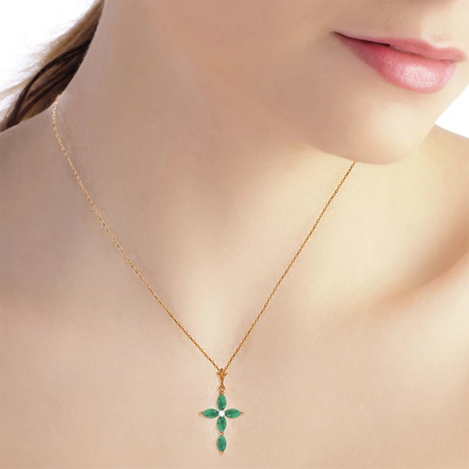 14K. COLLAR ORO CON DIAMANTE NATURAL Y ESMERALDAS (Oro Rosa) Foto 2 de 4