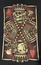 Skull King of Hearts Playing Card Black T-Shirt Men's Size XL UNISEX ODM