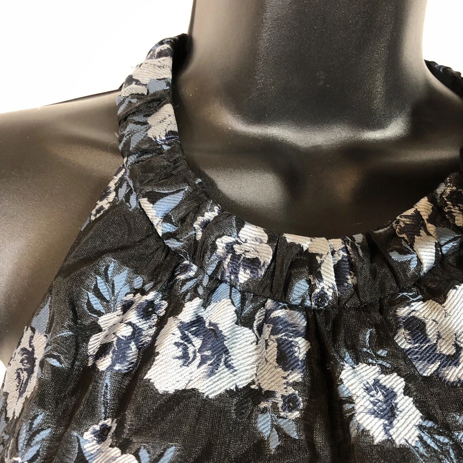 Abito a strati Kate Spade prateria rosa stampa cravatta velluto midi nero blu taglia 0 volant