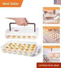 Large Capacity Egg Storage Containers with Lid - Set of 2 for Organized Fridges