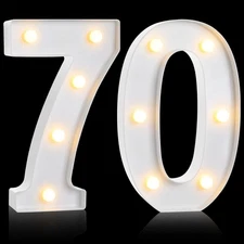 8.7'' Birthday Decorative LED Light up Numbers, Glitter Marquee Number Sign f...