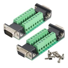 2PCS DB15 VGA Male Female Connector in One Breakout Board, 3 Row DB15 Solderl...