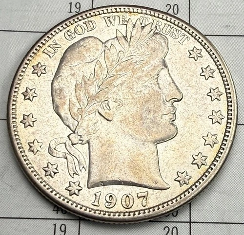 1907 D Barber Half Dollar 50c- AU+ Details 90% Silver Denver Minted