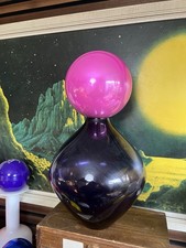 Vintage Space Age Purple Glass Vase Mid Century Pink Orb Habitat Verner Panton