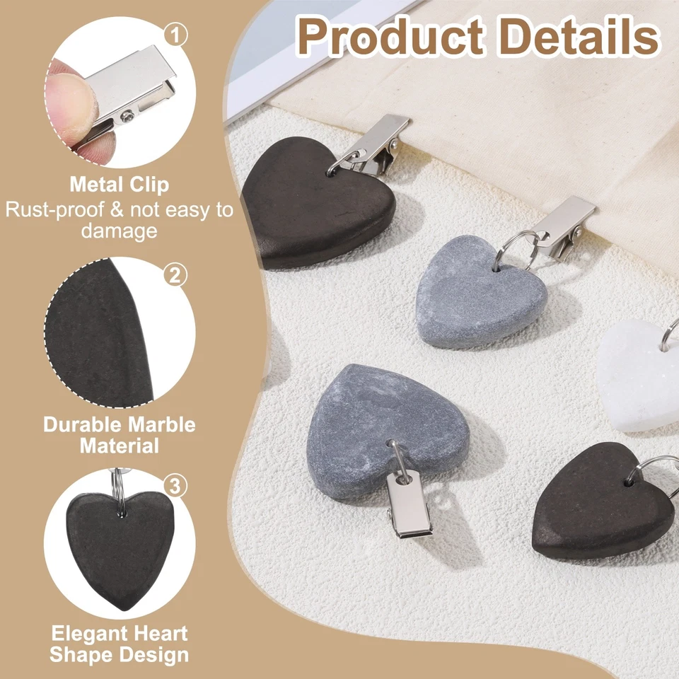 4Pcs Tablecloth Weights, Heart Shape Tablecloth Pendant 4x4cm, Black Foto 3 de 4