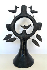 Candelabro Vintage Oaxaca Negro Barro Cerámica Mexicana Árbol de la Vida
