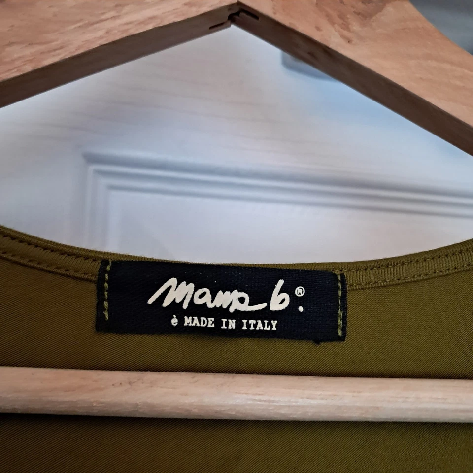 Mama B Dress Olive Green Womens Size M Balloon Bubble Arty Stretchy Pockets - Image 3 of 4