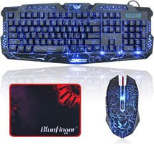 BlueFinger Gaming Keyboard and Mouse,USB Wired  Mouse  Mousepad