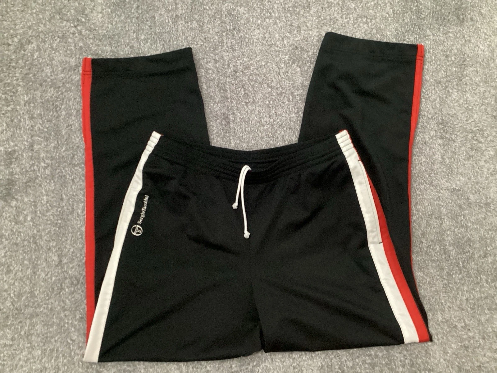 Sergio Tacchini Men's XL Athletic Jogger Striped Track Pants Black
