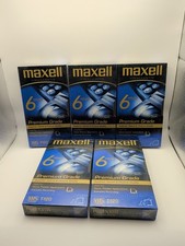 LOT of 5 SEALED Maxell Premium Grade T  120 Blank VHS Video Cassette Tapes 6 hr