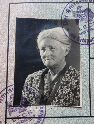 Genuine Emergency identification card for a woman from Leck August 1945 Schleswig-Holstein