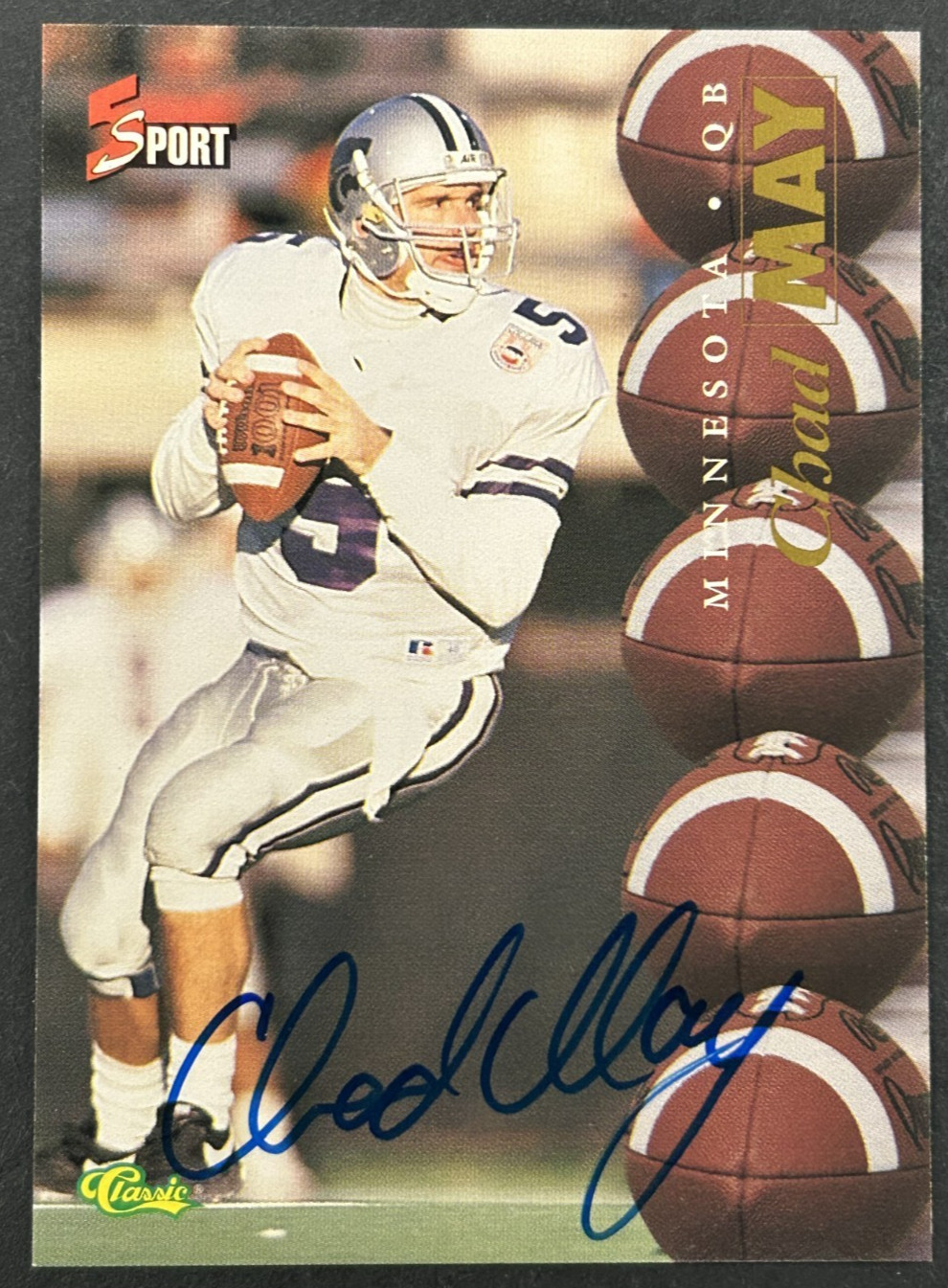1995 Classic 5 Sport - Chad May Kansas State Wildcats - AUTO