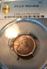 1917 Lincoln Wheat PCGS MS64 R/B