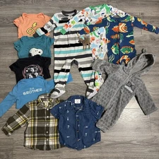 18 Months Baby Boy Footed Jumpsuit Clothing Lot 10-Piece Many Brands Shirts