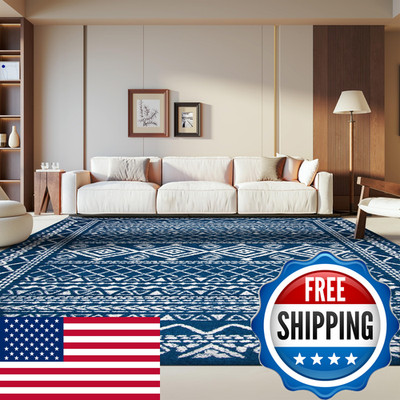 Safavieh Area Rug 6X9 - Tulum Collection - Navy Ivory Moroccan Boho Distressed