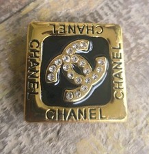 Coco Chanel CC Vintage Brooch Pin Gold Tone &...