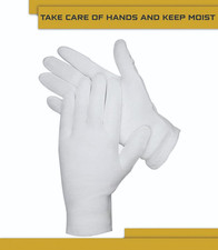 12 Pcs White Cotton Gloves Cotton Gloves for Eczema Cotton Gloves for Dry Hand