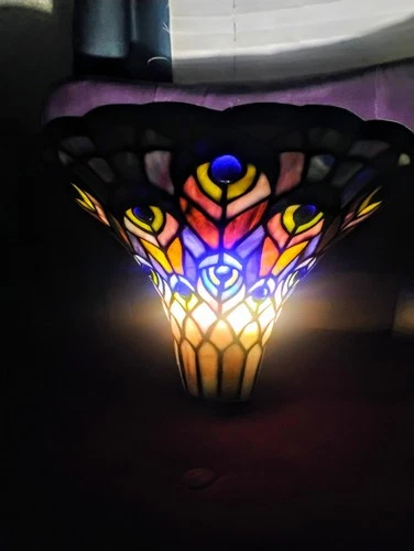 Vintage Slag Glass Peacock Torchiere *Lamp Shade Only*