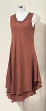 Taking Shape Virtuelle Petite Plus Size 14 14P Midi Dress Honey Brown Crinkle
