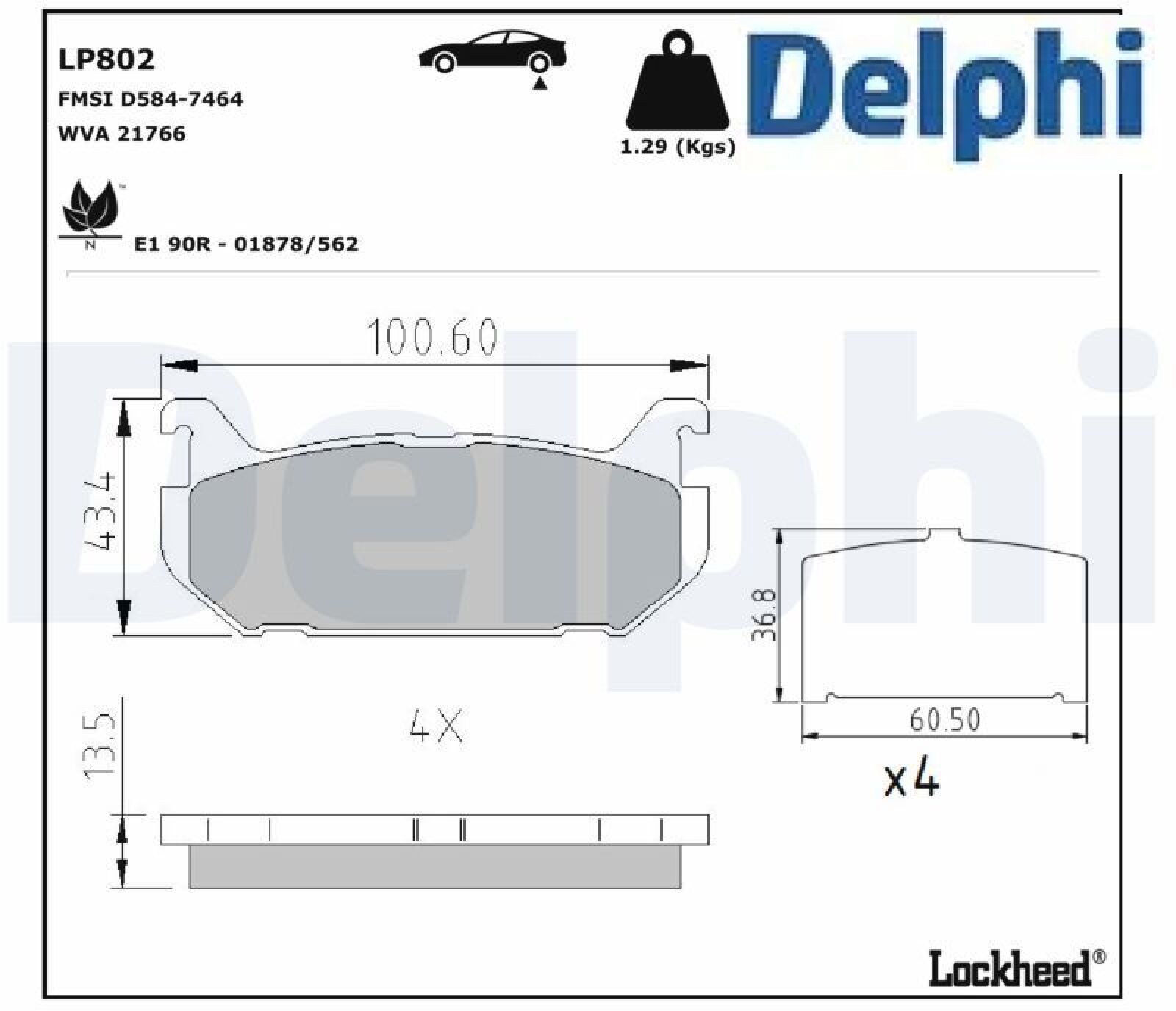 Delphi Bremsbelagsatz, Scheibenbremse [Hersteller-Nr. LP802] für Ford Usa, Mazda - Bild 2