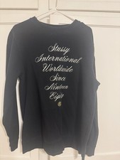 STUSS XL Long Sleeve Black Men?s Crew Neck Sweater