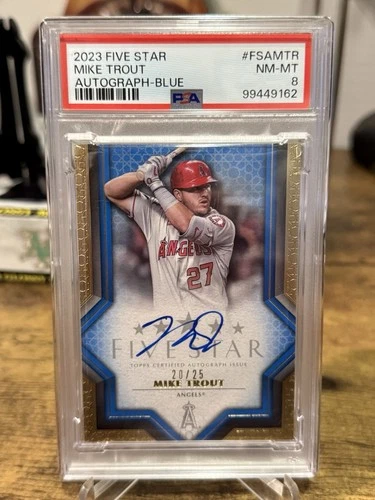 PSA 8 2023 Topps Five Star Mike Trout Auto Blue /25 FSA-MTR NM-MT Angels